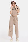 Rosaline Crop Length Loungewear Top - Light Taupe — thumbnail 4